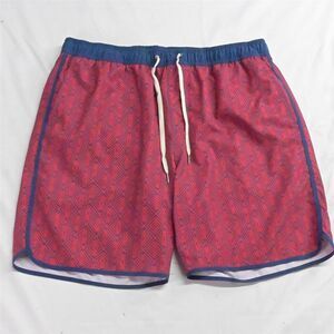 Fair Harbor‎ 2XL x 8" Red Geometric Drawstring Mens Lined The One Hybrid Shorts
